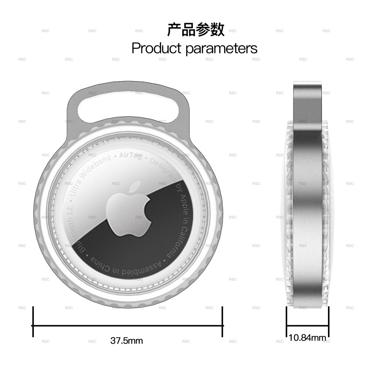 AirTag Metal Protective Case with Keychain