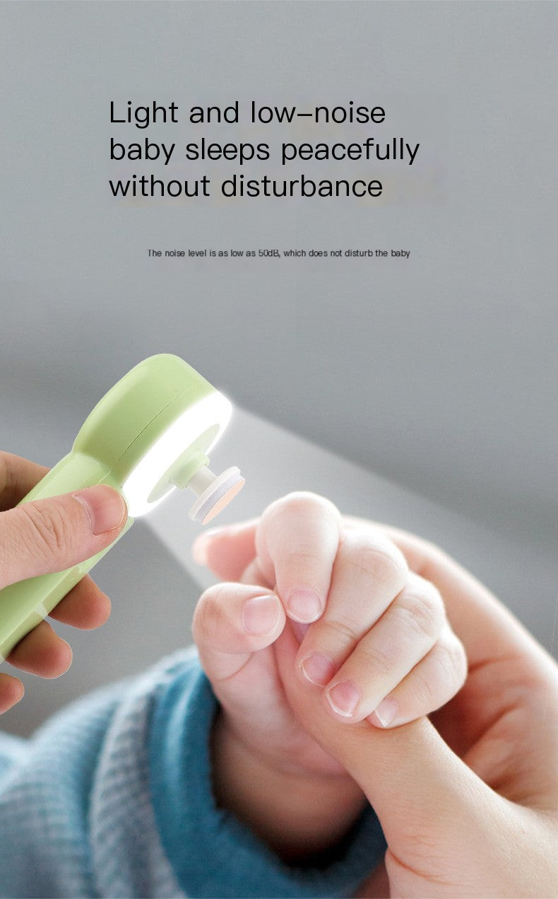 Baby nail trimmer in use with built-in light