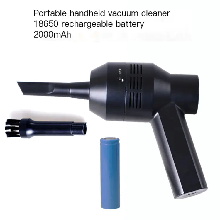 Cordless mini vacuum with 2000mAh battery and brush nozzle detail