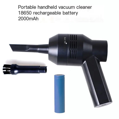 Cordless mini vacuum with 2000mAh battery and brush nozzle detail