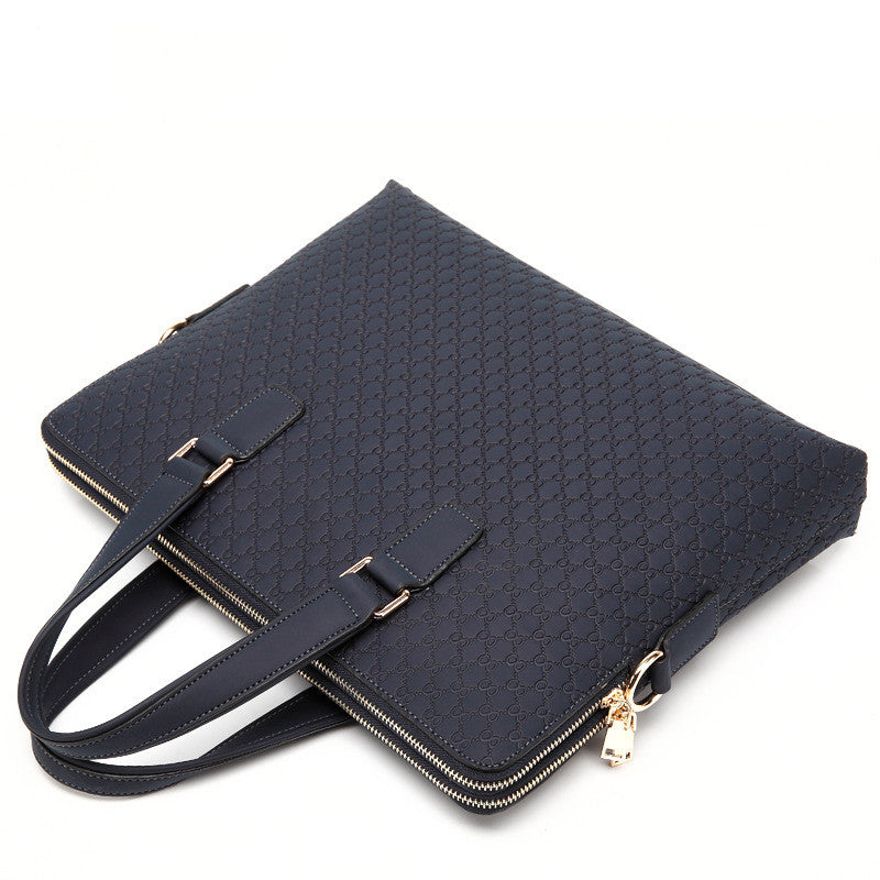 Genuine Leather Men's 14 Inch Business Handbag